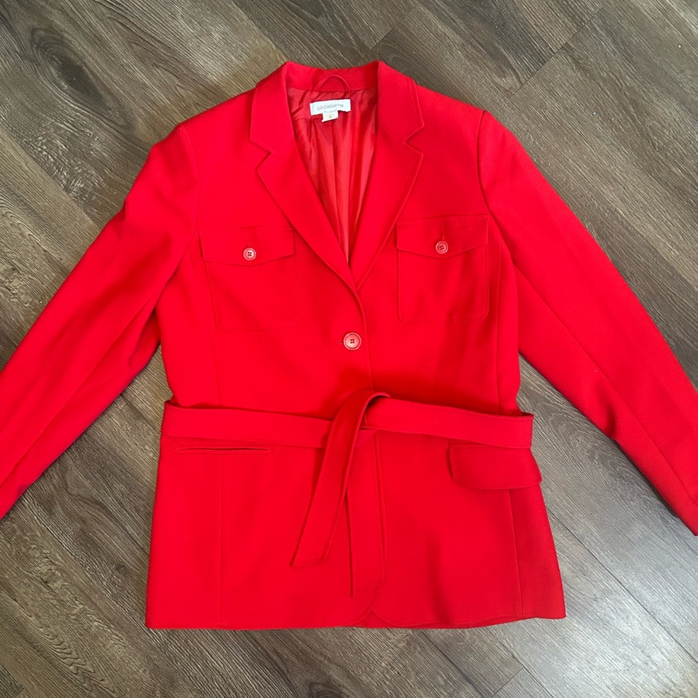 Liz Claiborne Vibrant Red Belted Short dress coat
